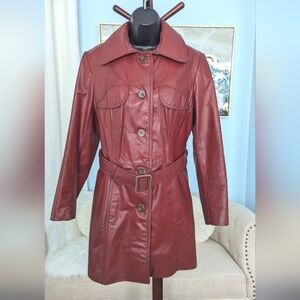 Vintage Lantry Woman's 100% Leathers Long  Coat Jacket Made in Canada .